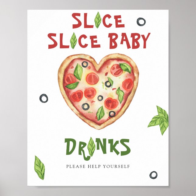 Pizza baby shower - Drinks help yourself Poster (Front)