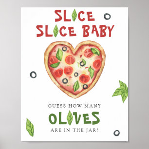 Pizza baby shower - guess how many olives poster