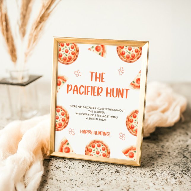 Pizza Baby Shower Pacifier Hunt Game Sign (Creator Uploaded)