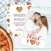 Pizza Baby Shower Photo Thank You Card – Fun Co-ed