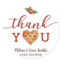 Pizza Baby Shower Thank You Sticker | Round Favour