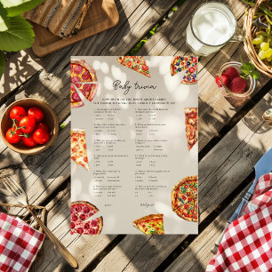 Pizza Baby Trivia Baby Shower Game Card