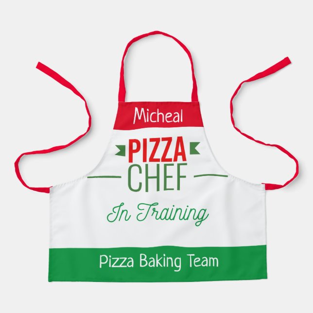 Pizza baking team- kids apron (Front)
