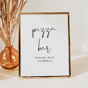 Pizza Bar Sign, Modern Minimalist Food Station Poster
