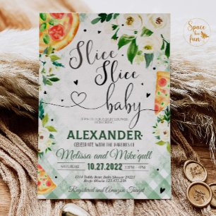 Pizza BBQ Baby shower invitation Slice Slice Baby