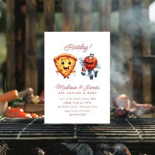 pizza bbq sauce baby shower invitation