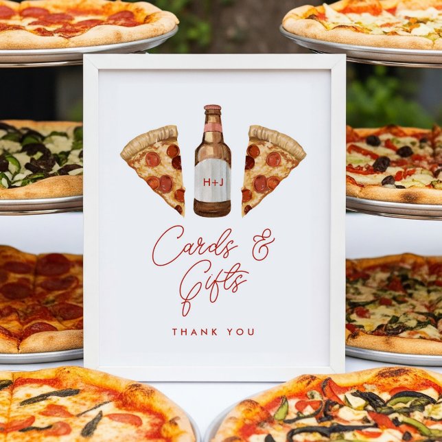 Pizza & Beer Couples Shower Cards & Gifts Sign (Creator Uploaded)