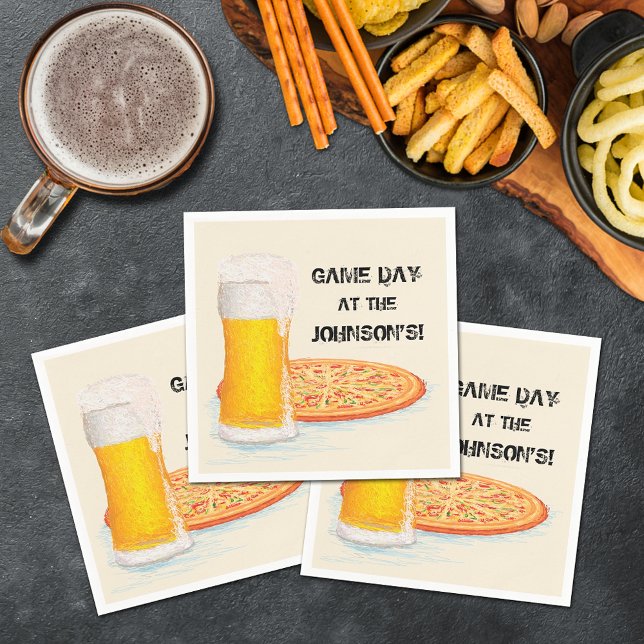 Pizza & Beer Football Game Day Party Napkins (Pizza and Beer Football Game Day Party Napkins)