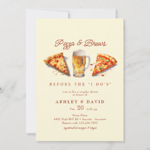 Pizza & Beer Watercolor Couples Shower Invitation