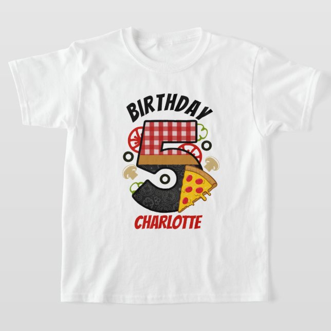 Pizza Birthday 5 Fifth Birthday Pizza shirt (Laydown)