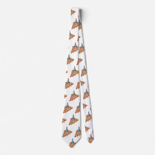 pizza & birthday hat tie
