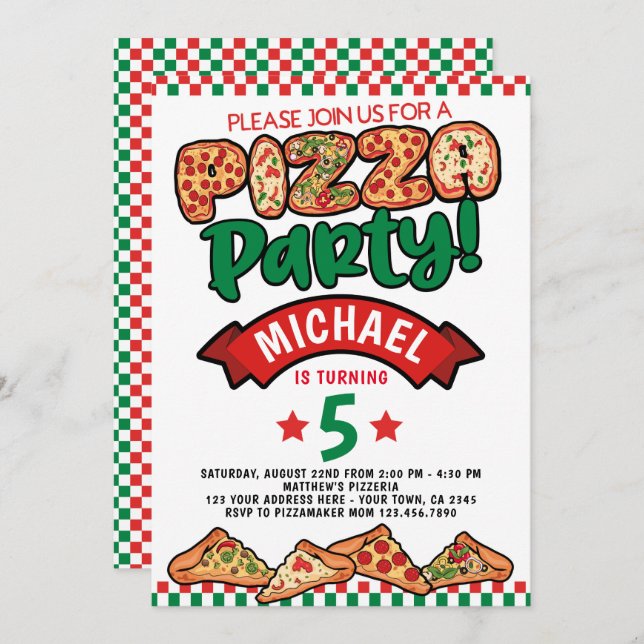 Pizza Birthday Invitation (Front/Back)