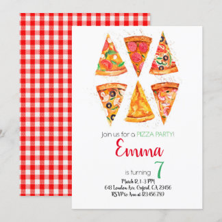 Pizza Birthday Invitation, Pizza Invitation