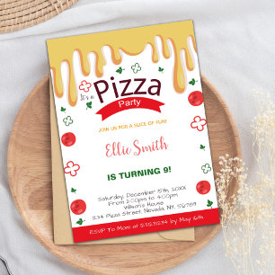 Pizza Birthday Invitation, Pizza Party Invitation