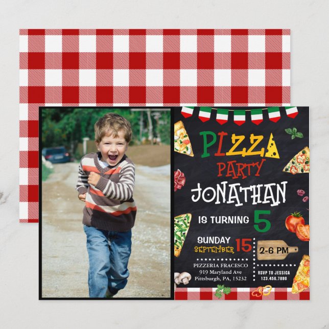 Pizza Birthday party  Invitation (Front/Back)