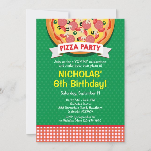 Pizza Birthday Party Invitation (Front)