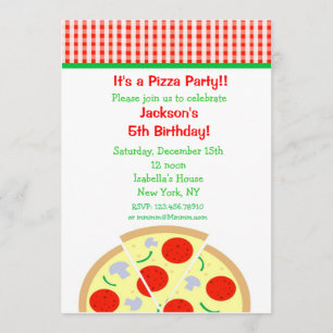 Pizza Birthday Party Invitations