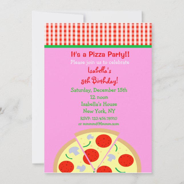 Pizza Birthday Party Invitations (Front)