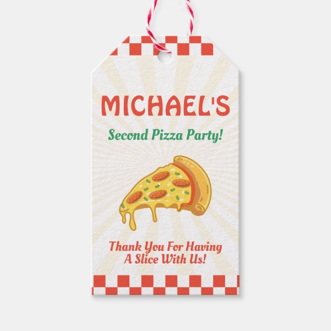 Pizza Birthday Party Tag Label (Front)