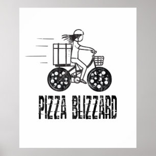 Pizza Blizzard Bike Courier Driver Poster