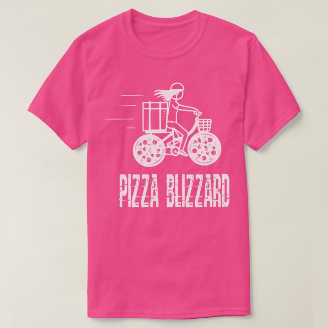Pizza Blizzard Bike Courier Driver Service T-Shirt (Design Front)