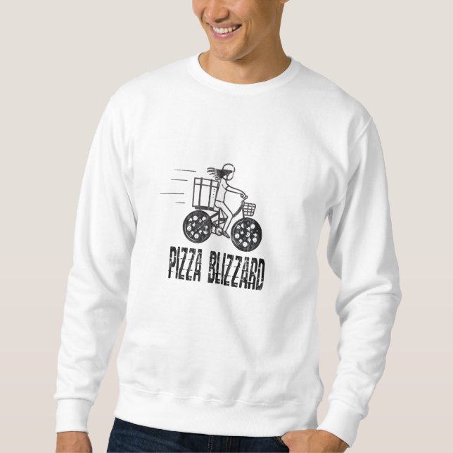 Pizza Blizzard Bike Courier Driver Sweatshirt (Front)