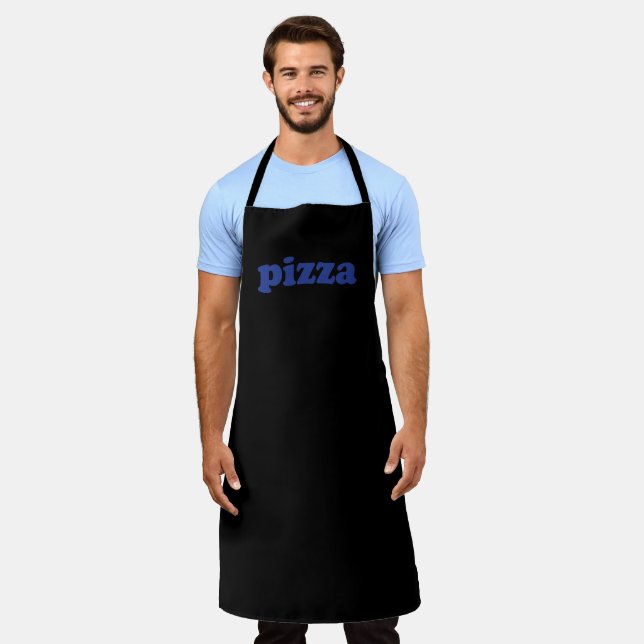 "Pizza" blue letters black Apron (Worn)