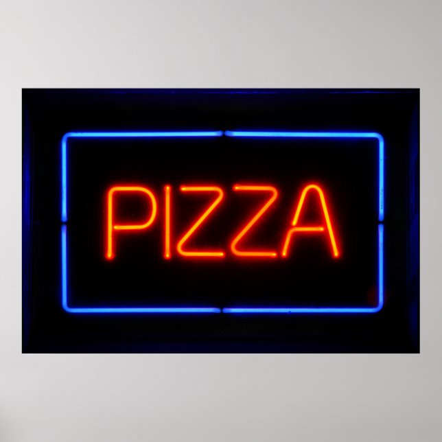 PIZZA Blue & Red Neon Sign (Front)