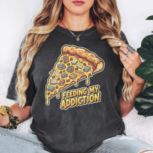 Pizza Book Lover Feeding My Addiction Funny Quote T-Shirt
