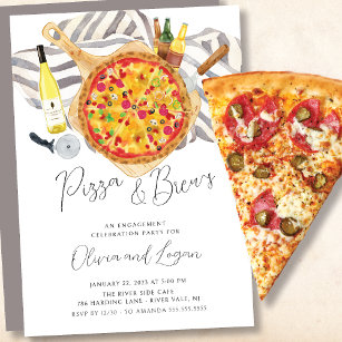 Pizza & Brew Engagement Party Invitation