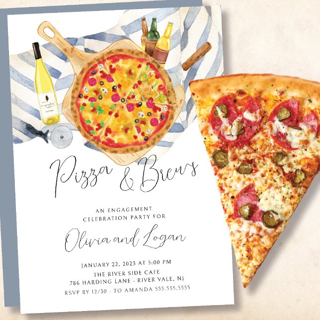 Pizza & Brew Engagement Party Invitation (Creator Uploaded)