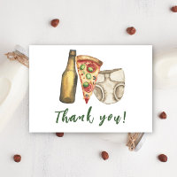 Pizza, Brews and Diapers too Baby shower Thank you