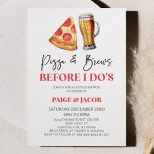 Pizza & Brews Before I Do's Wedding Couples Shower Invitation