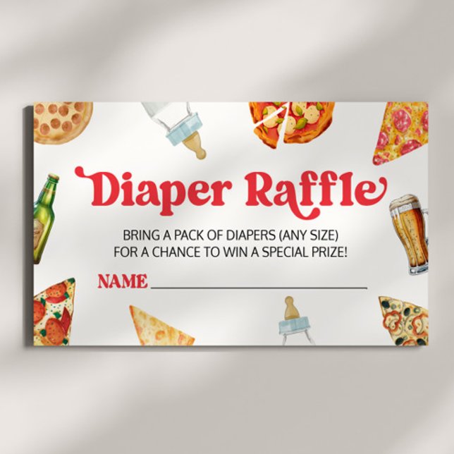 Pizza Brews Diapers Too Baby Shower Diaper Raffle Enclosure Card (Creator Uploaded)
