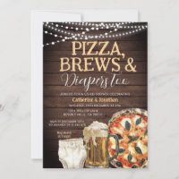 Pizza, Brews & Diapers too, Baby Shower Wood
