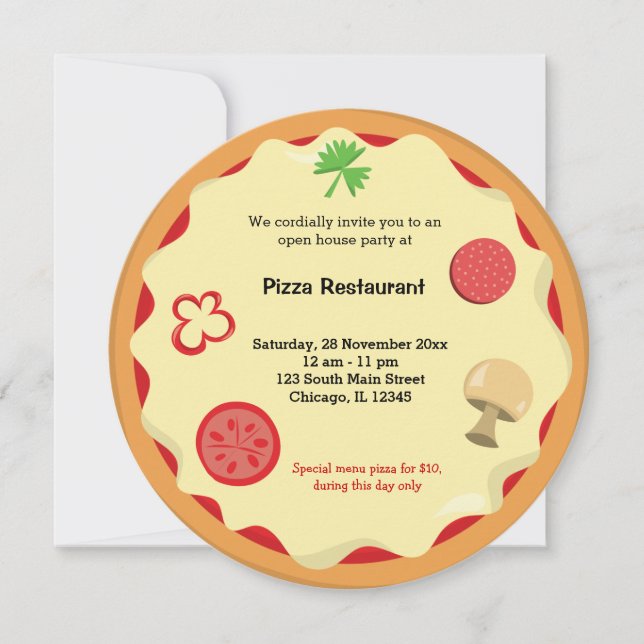 Pizza business restaurant invitation (Front)