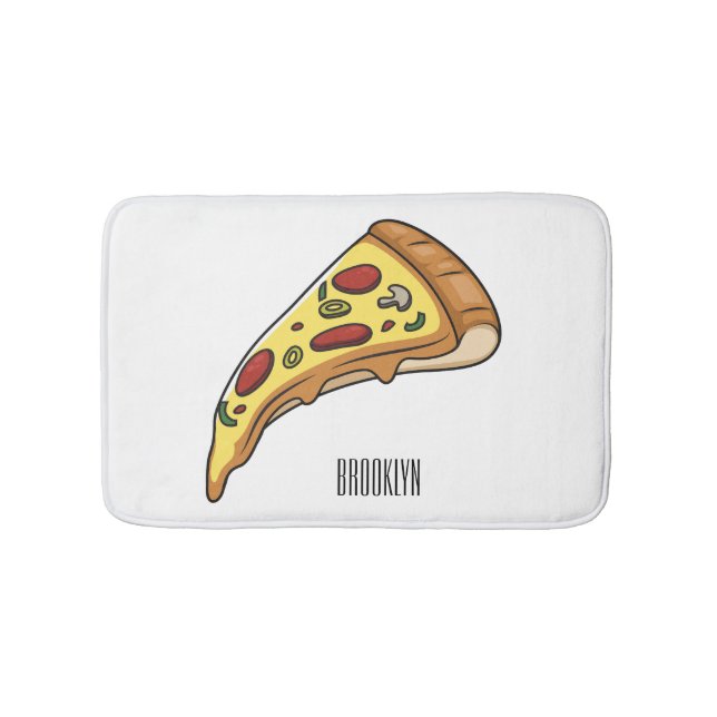 Pizza cartoon illustration bath mat (Front)