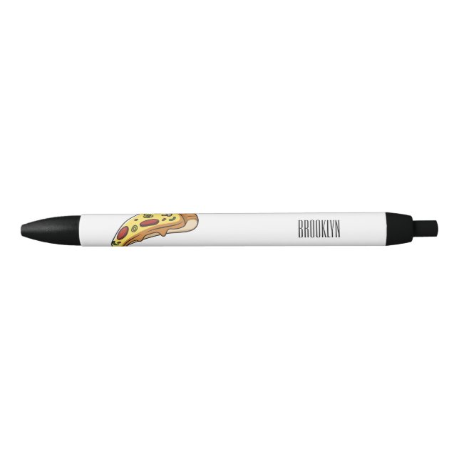 Pizza cartoon illustration  black ink pen (Front)