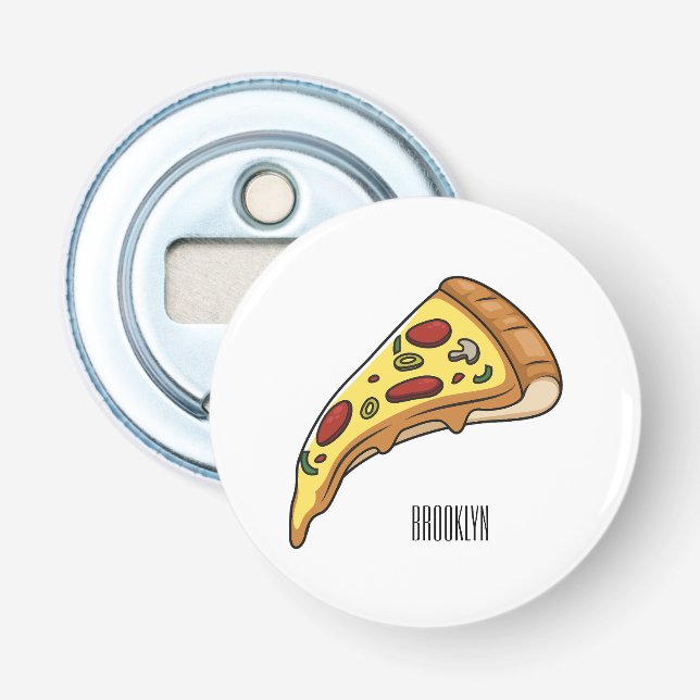 Pizza cartoon illustration  bottle opener (Front)