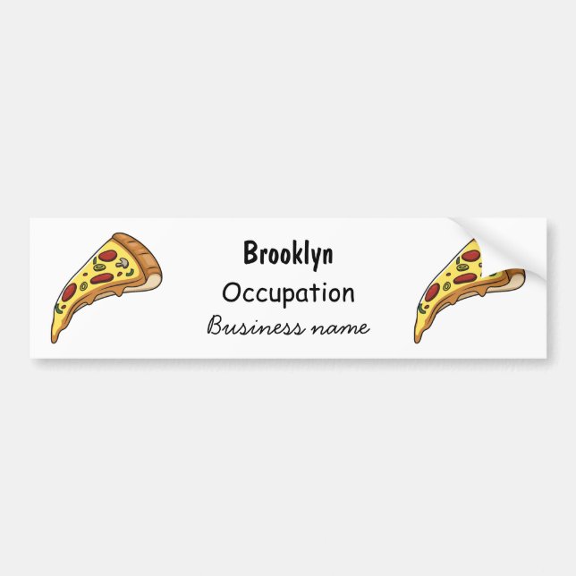 Pizza cartoon illustration bumper sticker (Front)