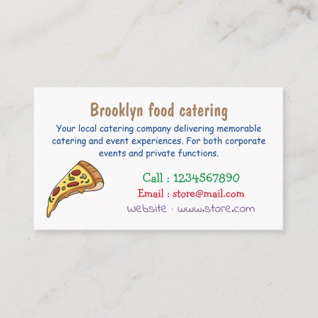 Pizza cartoon illustration business card (Front)