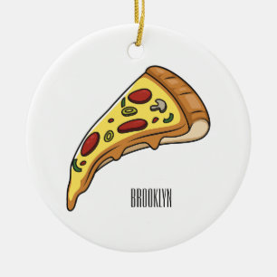 Pizza cartoon illustration ceramic tree decoration