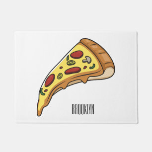Pizza cartoon illustration doormat