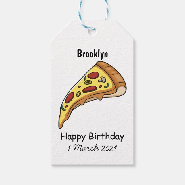 Pizza cartoon illustration  gift tags (Front)