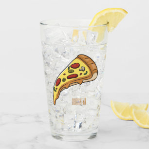 Pizza cartoon illustration glass