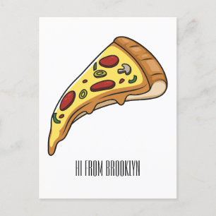 Pizza cartoon illustration  postcard