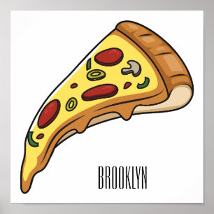 Pizza cartoon illustration   poster