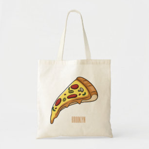 Pizza cartoon illustration tote bag