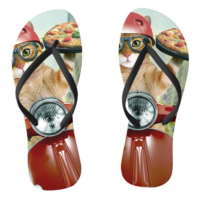 Pizza cat - cat - pizza delivery jandals (Footbed)