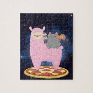Pizza Cat Space Cat Riding Llama jigsaw puzzle